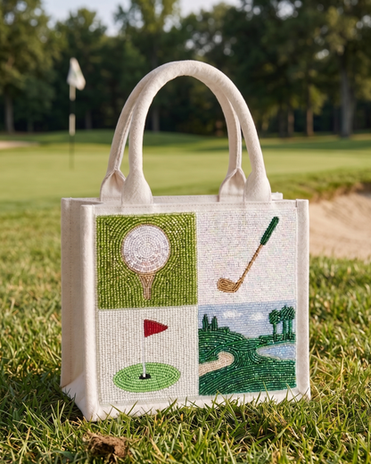 Beaded Golf Design Mini Luxe Tote Bag