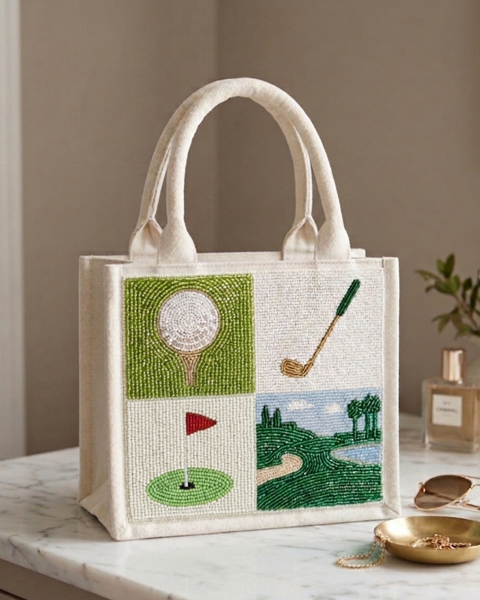 Beaded Golf Design Mini Luxe Tote Bag