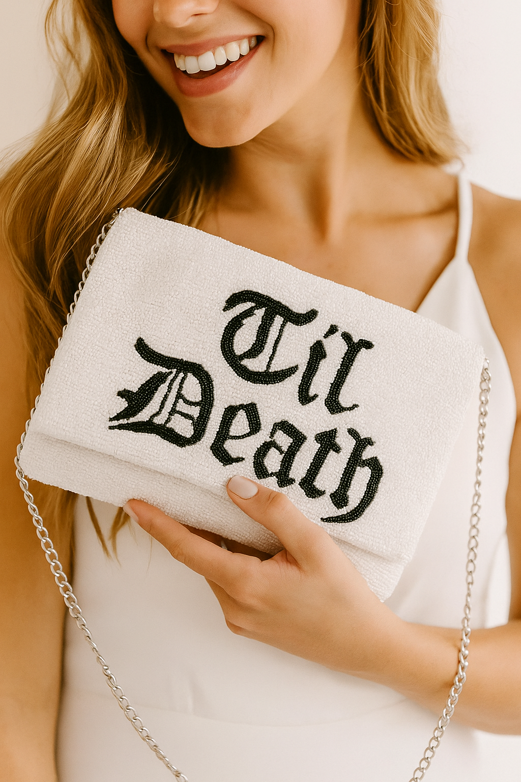 Gothic Beaded Canvas Clutch