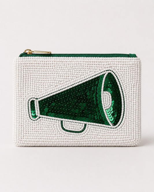 Green Megaphone Beaded Coin Purse