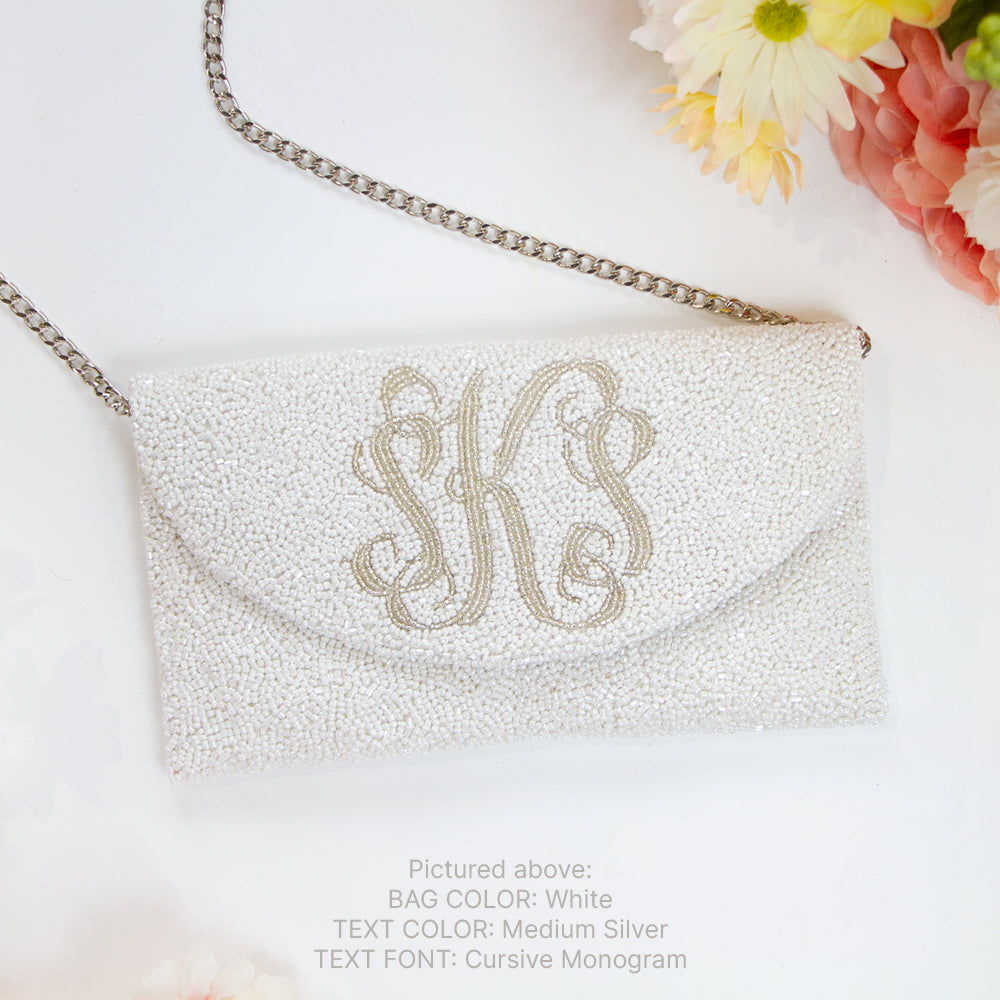 Beaded Half-Moon Envelope Bridal Clutch