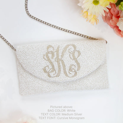 Beaded Half-Moon Envelope Bridal Clutch