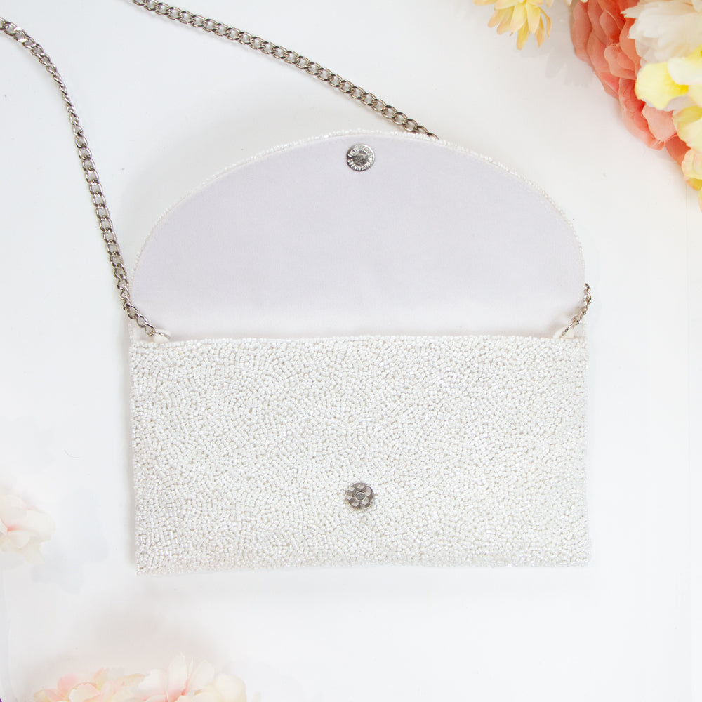 Beaded Half-Moon Envelope Bridal Clutch