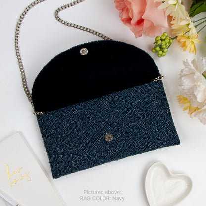 Beaded Half-Moon Envelope Bridal Clutch