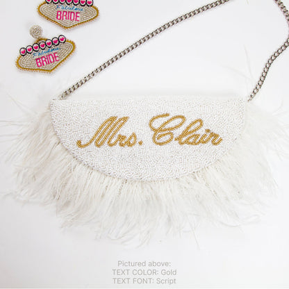 Beaded Feather Bridal Clutch
