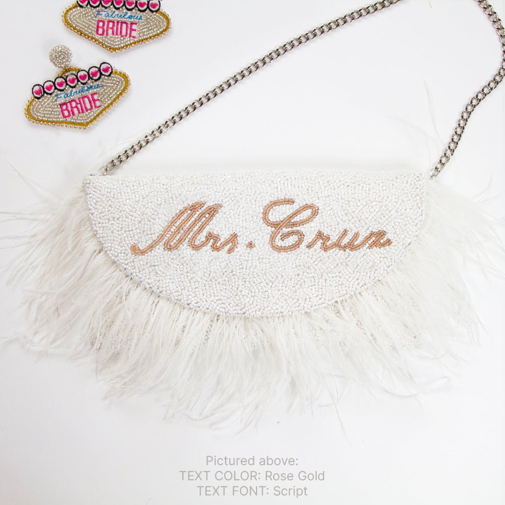 Beaded Feather Bridal Clutch