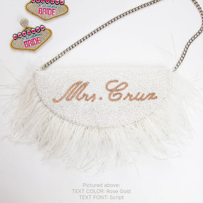 Beaded Feather Bridal Clutch