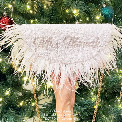 Beaded Feather Bridal Clutch
