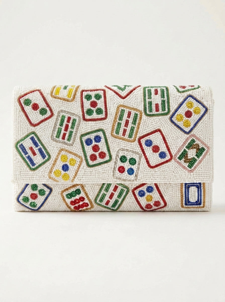 Colorful Mahjong Tile Beaded Clutch (HHFC)