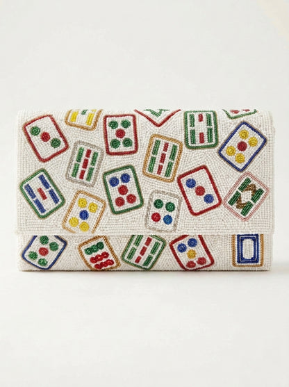 Colorful Mahjong Tile Beaded Clutch (HHFC)