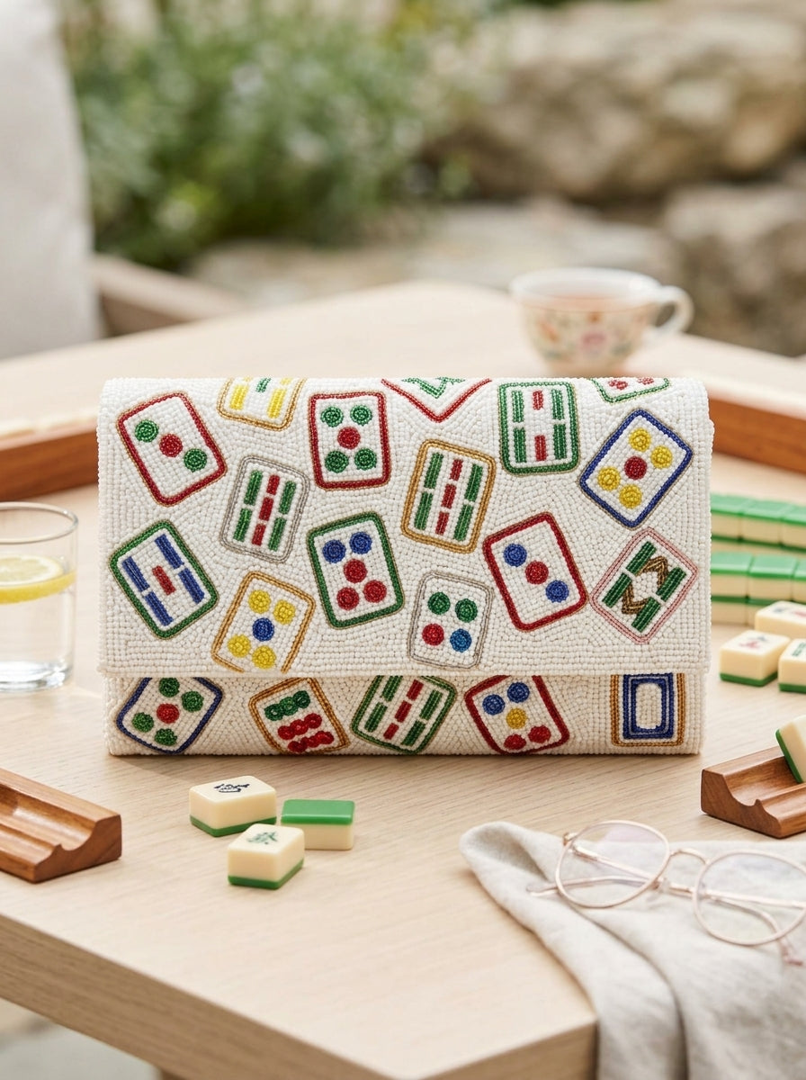Colorful Mahjong Tile Beaded Clutch (HHFC)