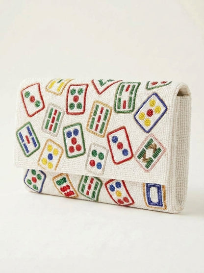 Colorful Mahjong Tile Beaded Clutch (HHFC)