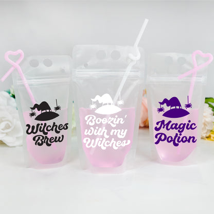 Halloween Party Favors, Halloween Gifts, Halloween Drink Pouches, Personalized Drink Pouches with Straw, Halloween Booze Bag, Reusable Booze Bag with Straw, Custom Personalized Drink Pouches, Drink Pouches with Straw, Booze Bag, Drink Floats, Halloween Party Favor, Halloween Party Pouches