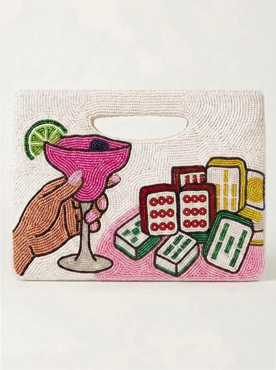 Mahjong & Martini Beaded Handbag
