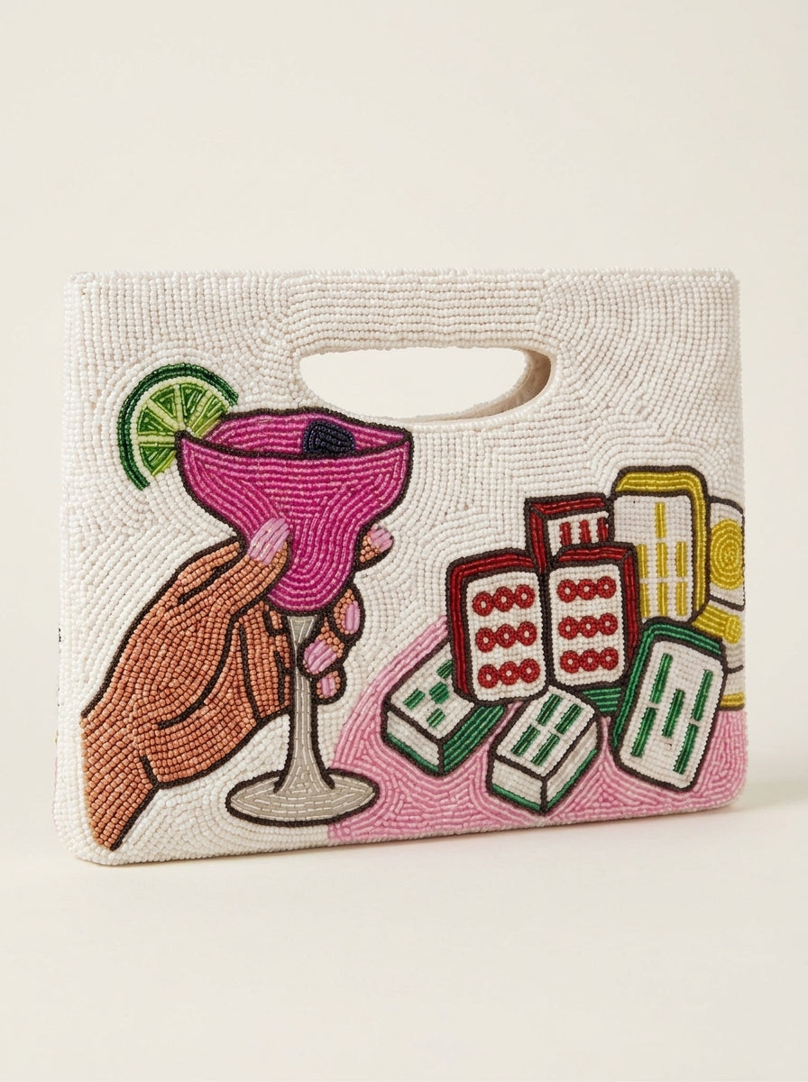 Mahjong & Martini Beaded Handbag