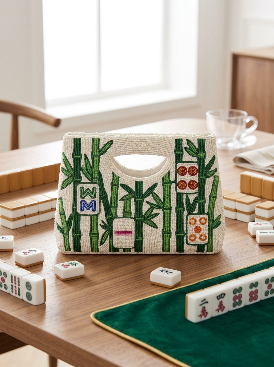 Bamboo Mahjong Beaded Handbag