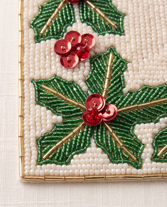 Holly Berry Monogram Beaded Placemat