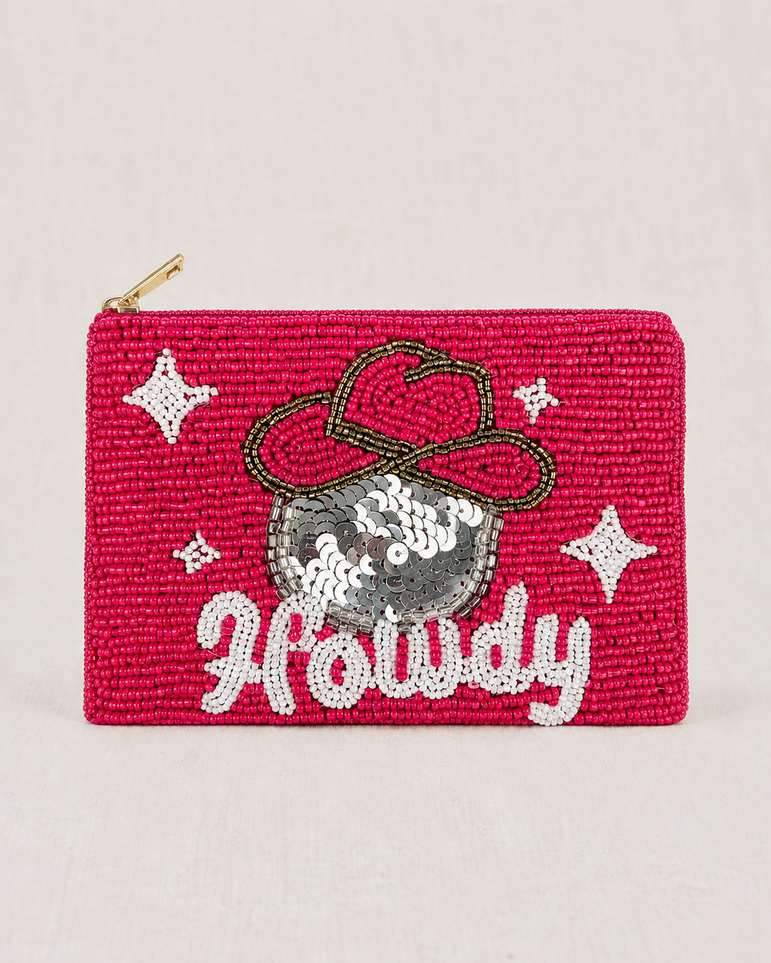 Howdy Cowgirl Hat Beaded Coin Purse