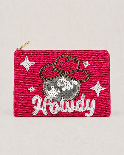 Howdy Cowgirl Hat Beaded Coin Purse