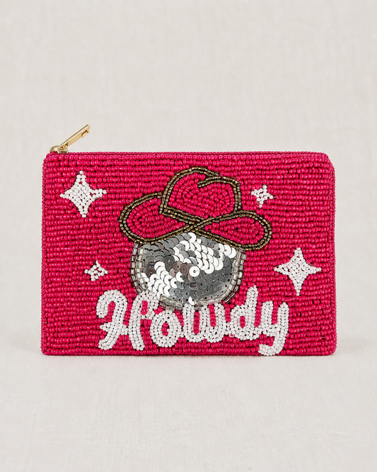 Howdy Cowgirl Hat Beaded Coin Purse