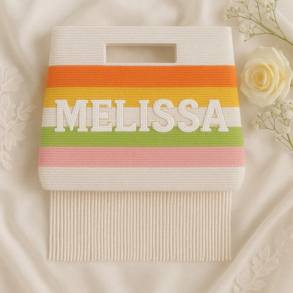 Fully Beaded Stripe Fringe Box Bag for Bride
