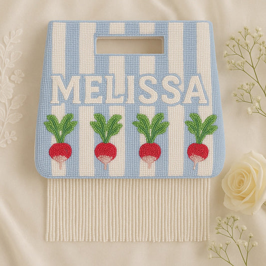 Fully Beaded Stripe Fringe Box Bag for Bride