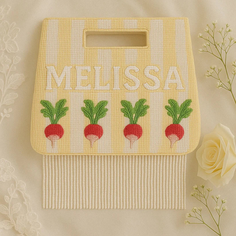 Fully Beaded Stripe Fringe Box Bag for Bride