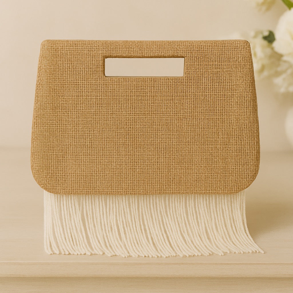 Fully Beaded Stripe Fringe Box Bag for Bride