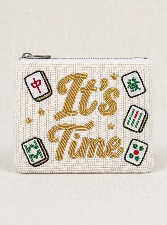 It’s Time Mahjong Beaded Coin Purse