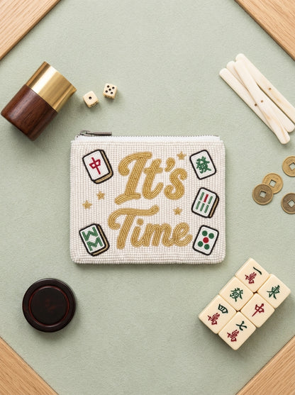 It’s Time Mahjong Beaded Coin Purse