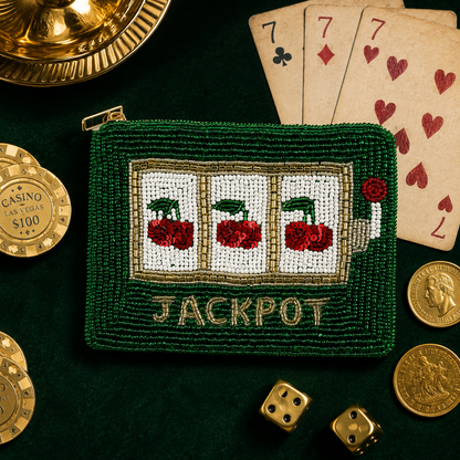 Jackpot Slot Machine Beaded Coin Purse