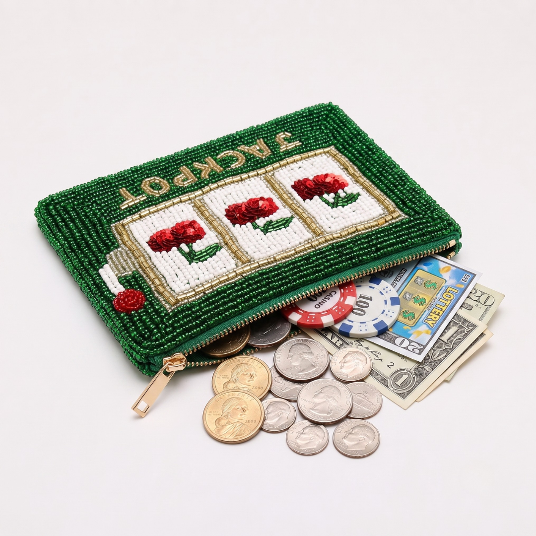 Jackpot Slot Machine Beaded Coin Purse