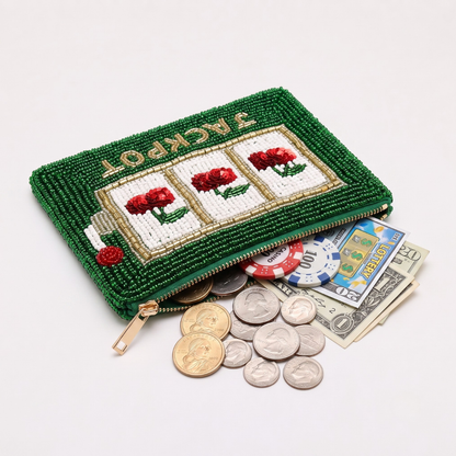 Jackpot Slot Machine Beaded Coin Purse