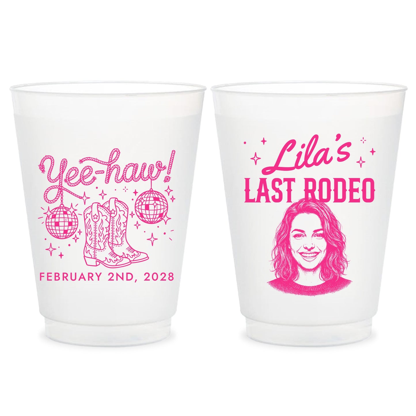 Custom Last Rodeo Bachelorette Frosted Cups (LP 365)