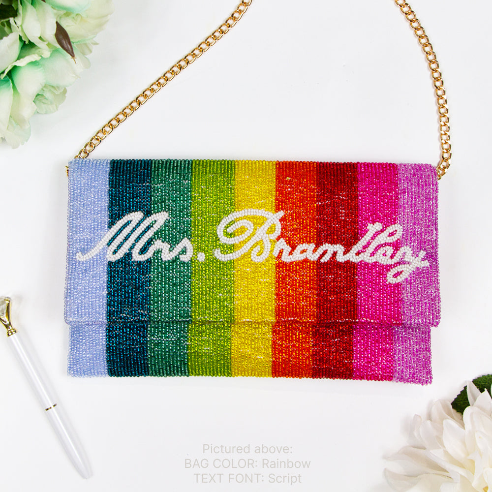 Rainbow Beaded Bridal Clutch