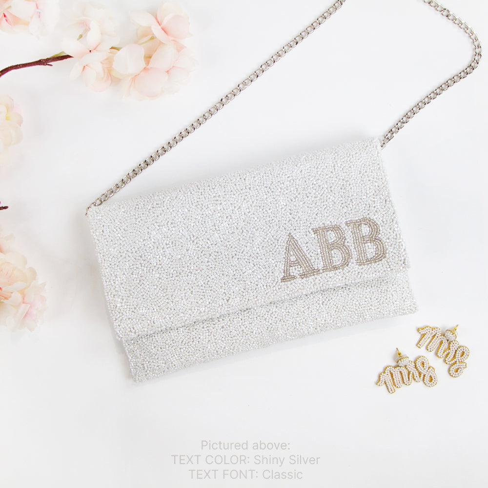 Monogram Beaded Clutch For Bride and Bridesmaids