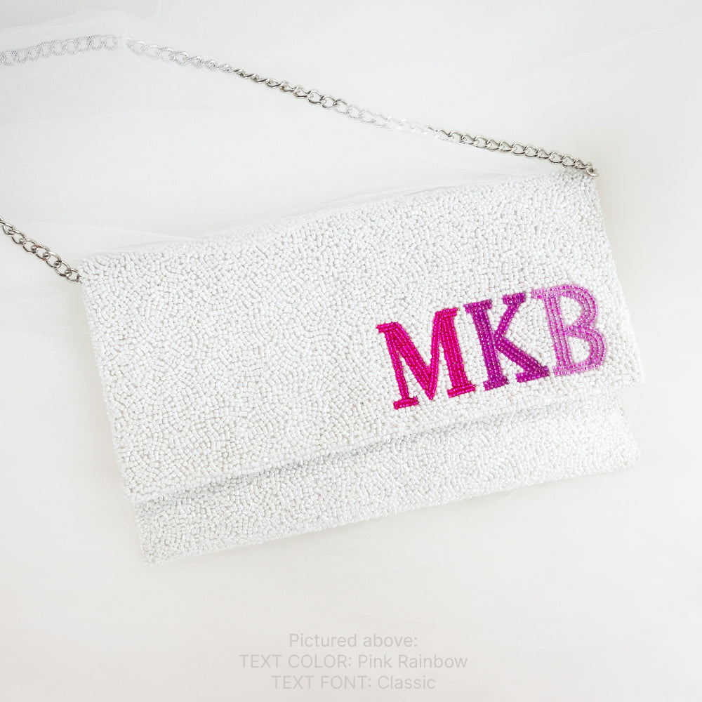Monogram Beaded Clutch For Bride and Bridesmaids