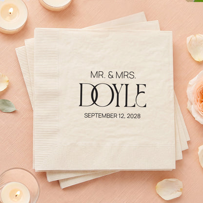 Personalized Wedding Napkins Custom Printed Cocktail Beverage Napkins (LP 373)
