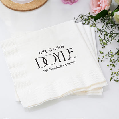 Personalized Wedding Napkins Custom Printed Cocktail Beverage Napkins (LP 373)