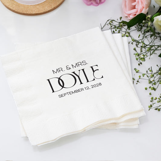 Personalized Wedding Napkins Custom Printed Cocktail Beverage Napkins (LP 373)