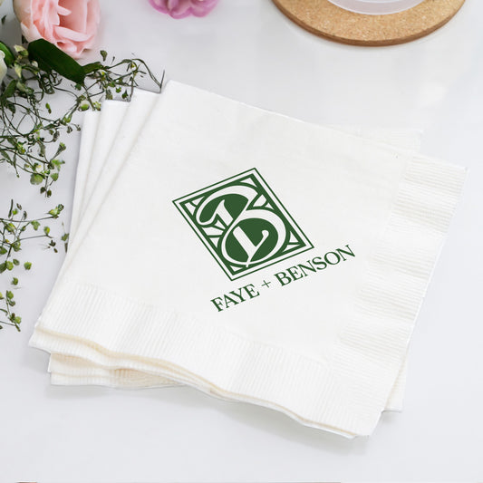 Monogram Beverage Napkins for Bridal Celebration Personalized Keepsakes (LP 374)