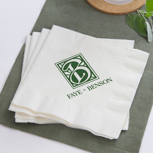 Monogram Beverage Napkins for Bridal Celebration Personalized Keepsakes (LP 374)
