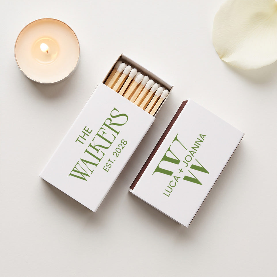 Custom Monogram Wedding Matchbox Party Favors (LP 375)