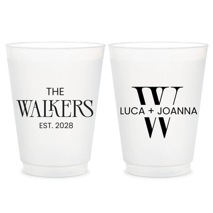 Custom Wedding Frosted Cups with Monogram Personalized Cups (LP 375)