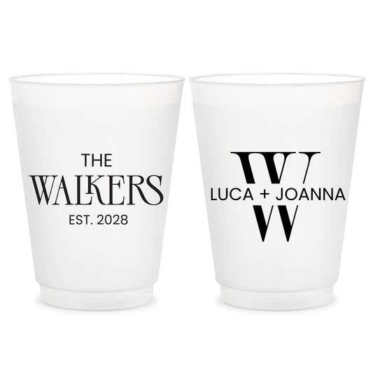 Custom Wedding Frosted Cups with Monogram Personalized Cups (LP 375)