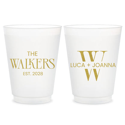 Custom Wedding Frosted Cups with Monogram Personalized Cups (LP 375)