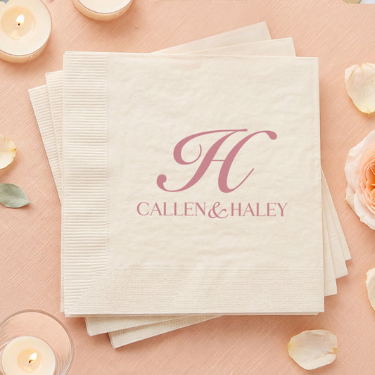 Custom Name and Date Napkins for Ceremony Reception Tables (LP 376)