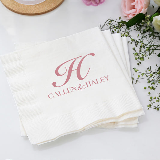 Custom Name and Date Napkins for Ceremony Reception Tables (LP 376)