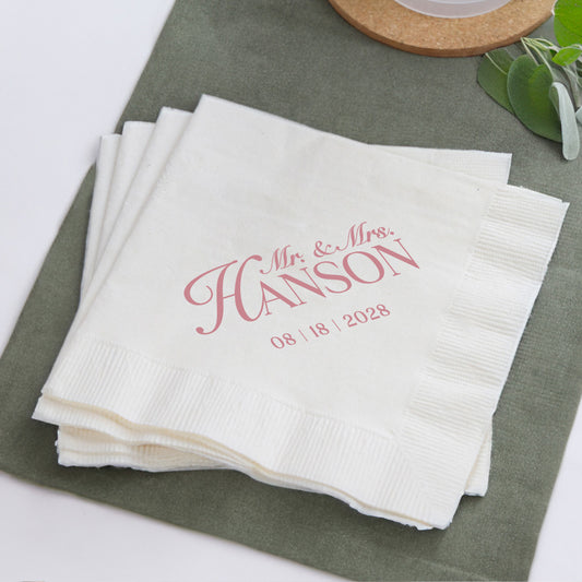 Personalized Bridal Shower Beverage Napkins with Custom Names (LP 376)