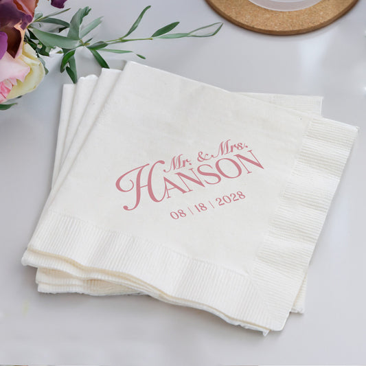 Personalized Bridal Shower Beverage Napkins with Custom Names (LP 376)